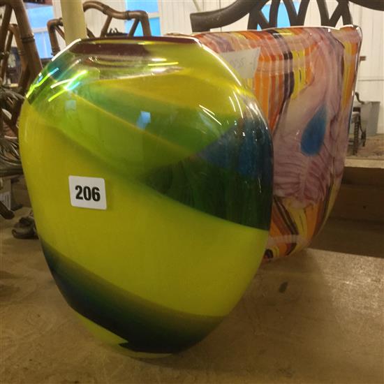 Two art glass vases